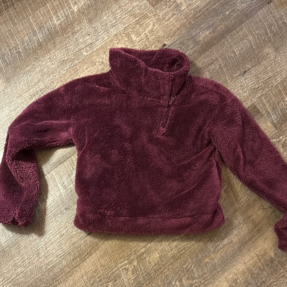 Girls fuzzy quarter side zip jacket